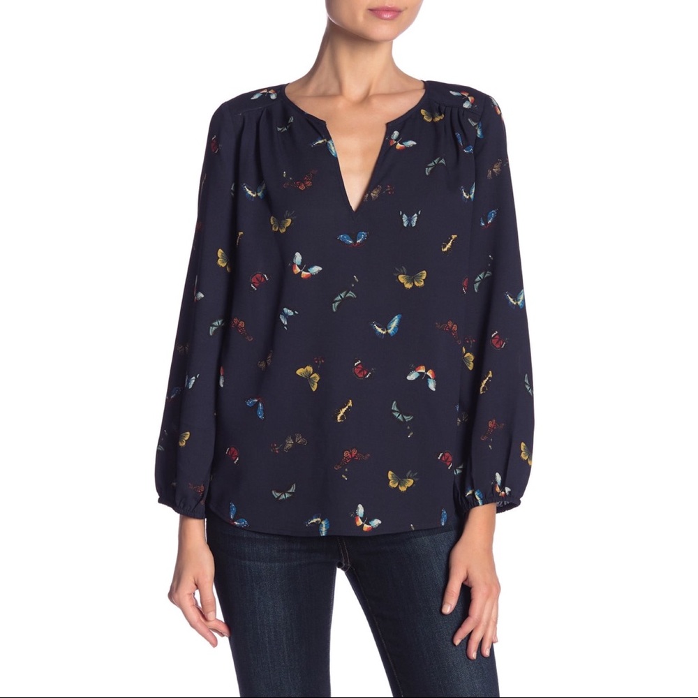 Joie Odelette Blue Butterfly Print Blouse (NWT)